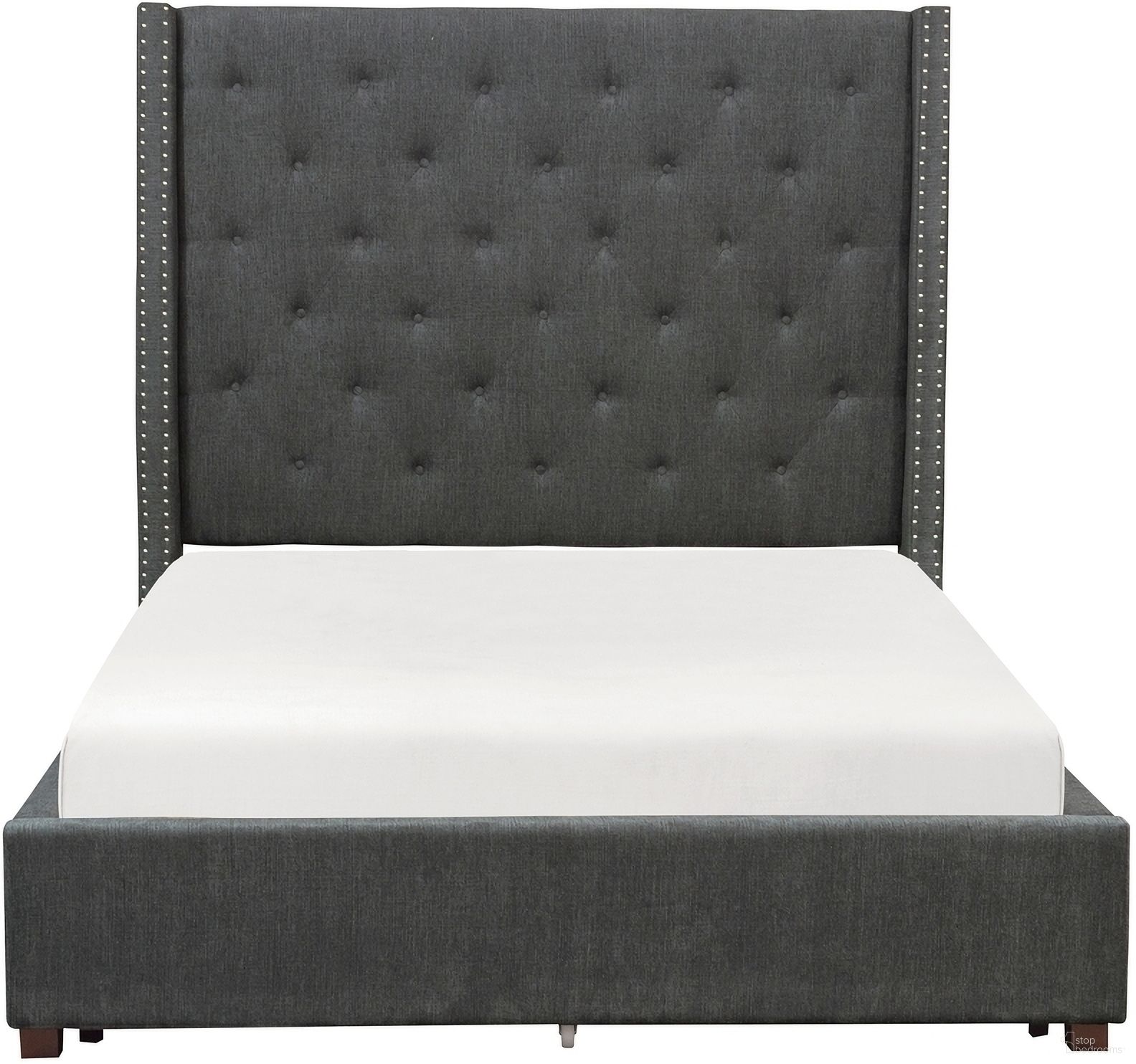 Fairborn California King Platform Bed with Storage Footboard In Gray