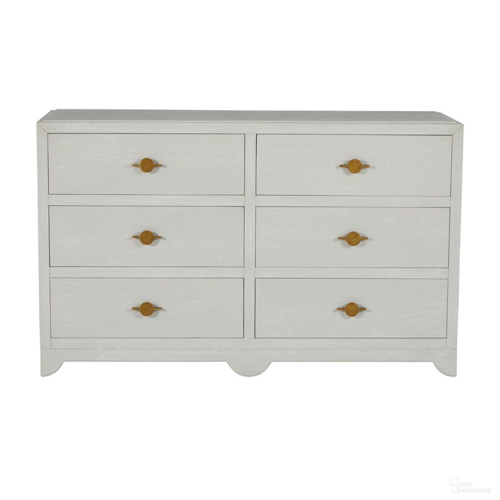 The appearance of Fairmont Dresser In Cerused White and Stained Gold designed by Gabby in the transitional interior design. This cerused white/stained gold piece of furniture was selected by 1StopBedrooms from Fairmont Collection to add a touch of cosiness and style into your home. Sku: SCH-169250. Material: Mindi Veneer.