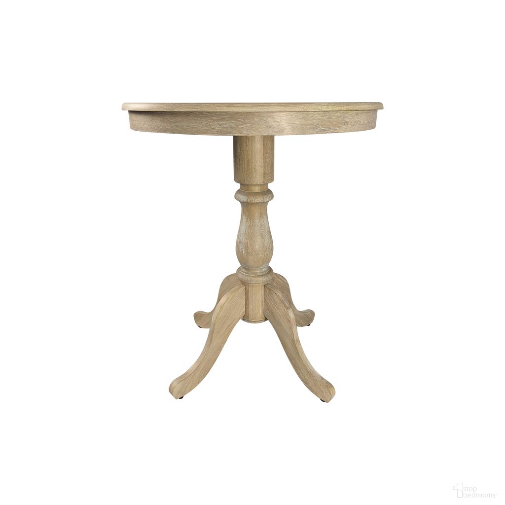 Fairview 30 Inch Round Pedestal Bar Table In Natural Driftwood
