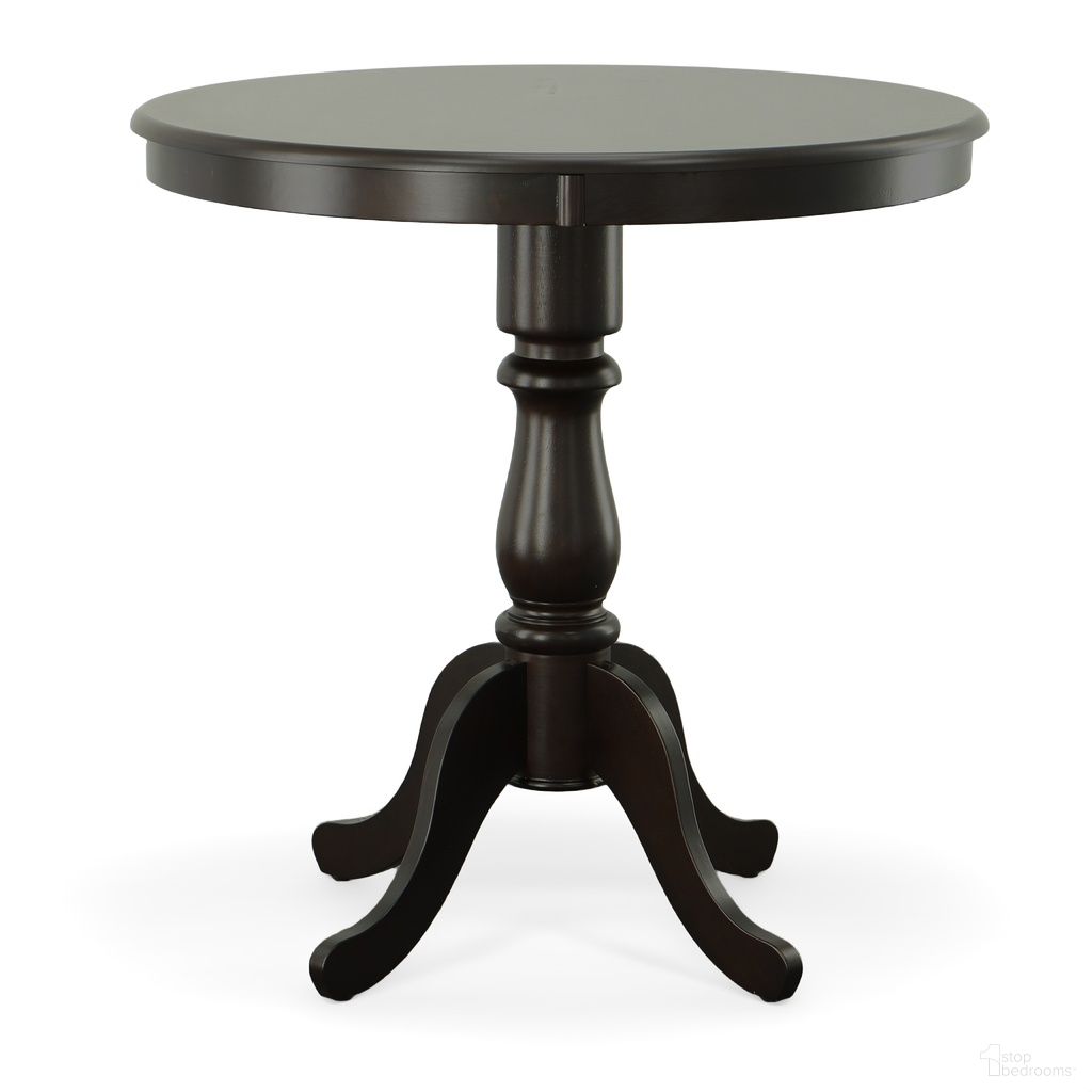 The appearance of Fairview 36 Inch Round Pedestal Bar Table In Espresso designed by Carolina Living in the traditional interior design. This espresso piece of furniture  was selected by 1StopBedrooms from Fairview Collection to add a touch of cosiness and style into your home. Sku: 3636B-ESP. Table Base Style: Pedestal. Table Top Shape: Round. Material: MDF.