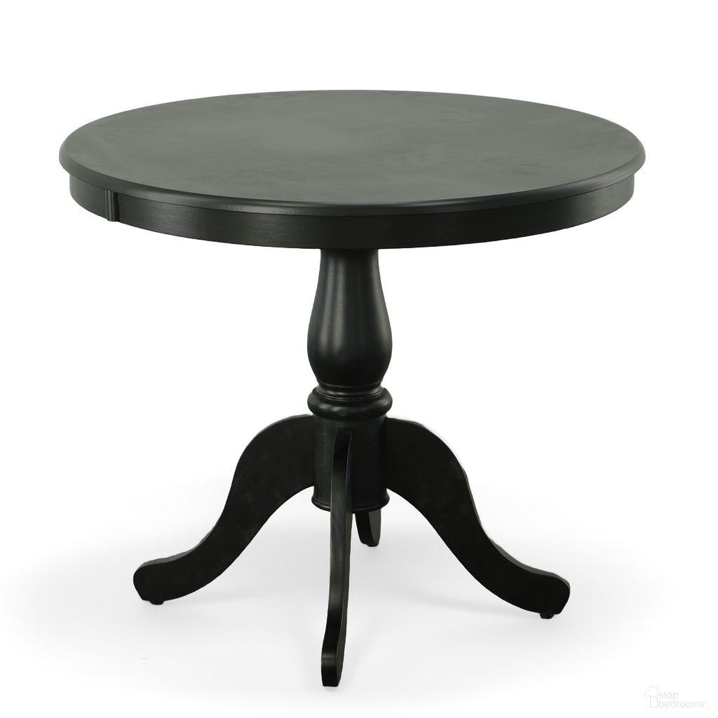 The appearance of Fairview 36 Inch Round Pedestal Dining Table In Antique Black designed by Carolina Living in the traditional interior design. This antique black piece of furniture  was selected by 1StopBedrooms from Fairview Collection to add a touch of cosiness and style into your home. Sku: 3036T-AB. Table Base Style: Pedestal. Table Top Shape: Round. Material: MDF. Size: 36".