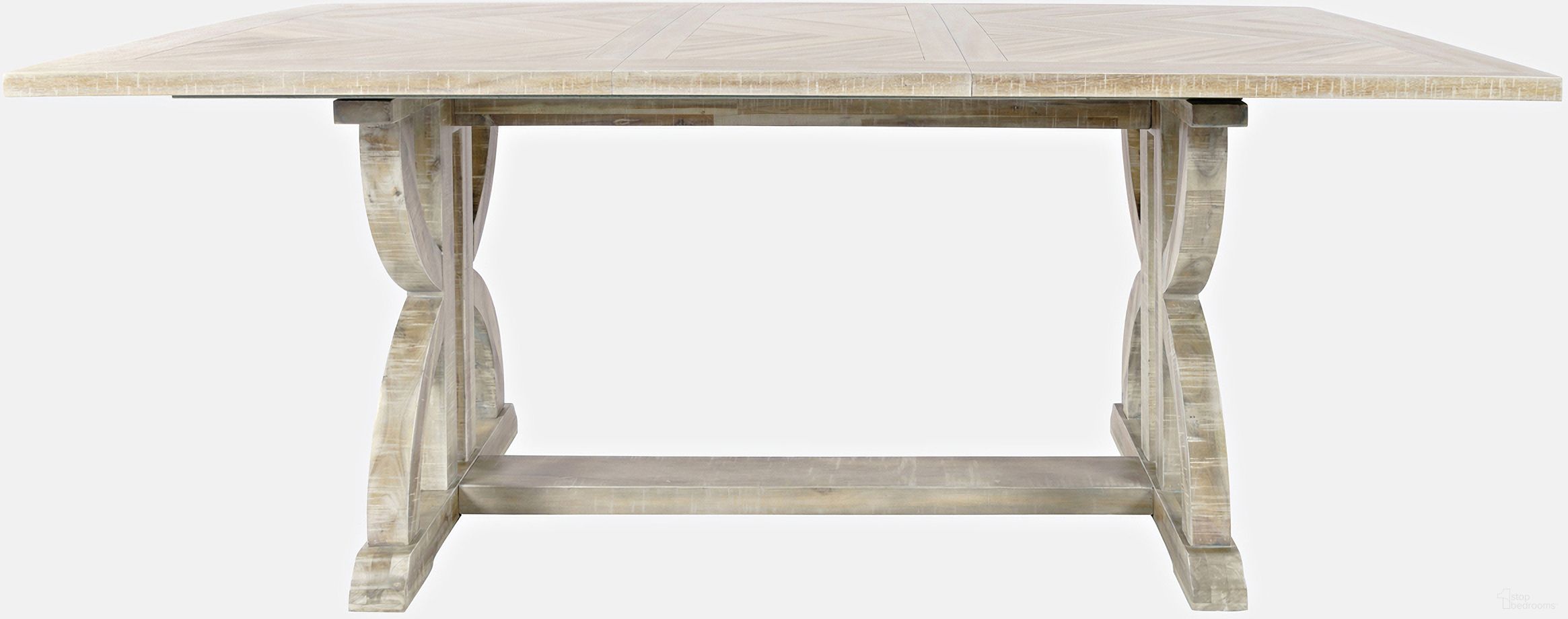 The appearance of Fairview Herringbone Extension 78 Inch Dining Table In Ash designed by Jofran in the modern / contemporary interior design. This ash piece of furniture  was selected by 1StopBedrooms from Fairview Collection to add a touch of cosiness and style into your home. Sku: 1933-78BDNG;1933-78T. Table Base Style: Trestle. Table Top Shape: Rectangular. Size: 42" x 78". Material: Acacia.