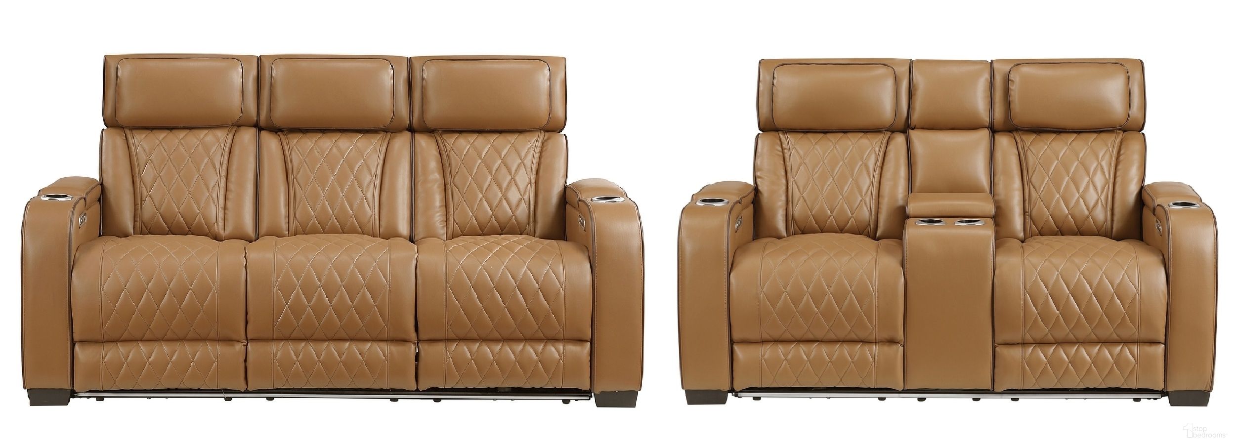 The appearance of Fairway Power Double Reclining Living Room Set In Brown designed by Homelegance in the modern / contemporary interior design. This brown piece of furniture was selected by 1StopBedrooms from Fairway Collection to add a touch of cosiness and style into your home. Sku: 9516BRW-3PWH;9516BRW-2PWH. Material: Faux Leather.