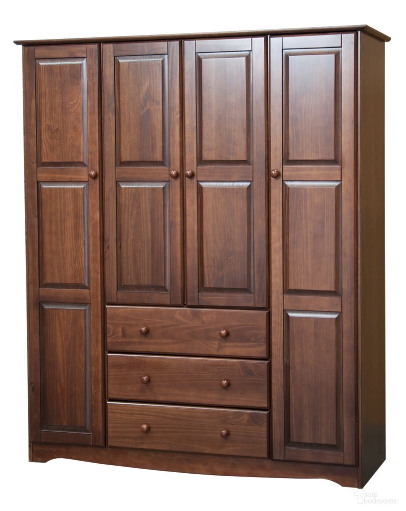 The appearance of Family 4-Door Wardrobe with Raised Panel Doors In Mocha designed by Palace Imports in the modern / contemporary interior design. This mocha piece of furniture  was selected by 1StopBedrooms from Family Collection to add a touch of cosiness and style into your home. Sku: 5963. Material: Solid Pine Wood.