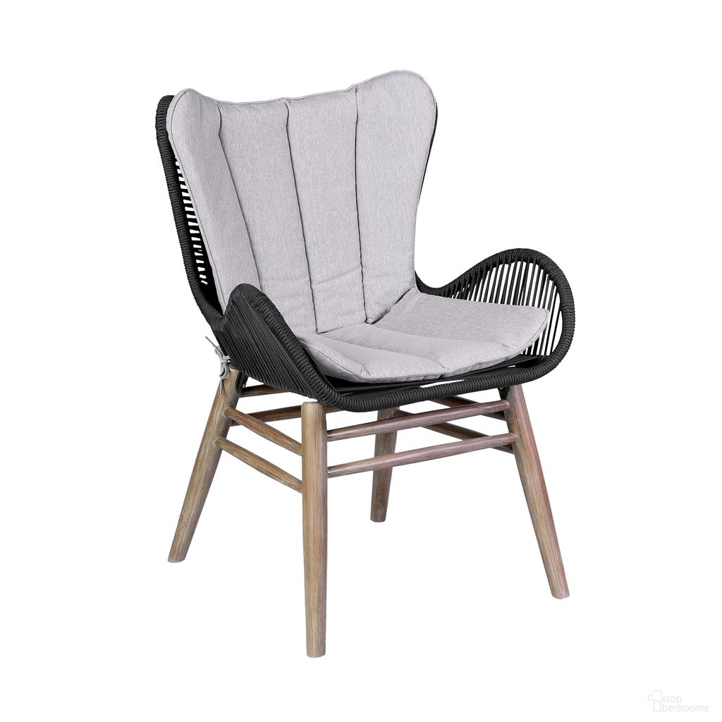 The appearance of Fanny Outdoor Patio Dining Chair In Light Eucalyptus and Charcoal designed by Armen Living in the modern / contemporary interior design. This light eucalyptus and charcoal piece of furniture  was selected by 1StopBedrooms from Fanny Collection to add a touch of cosiness and style into your home. Sku: 840254335967. Material: Eucalyptus.