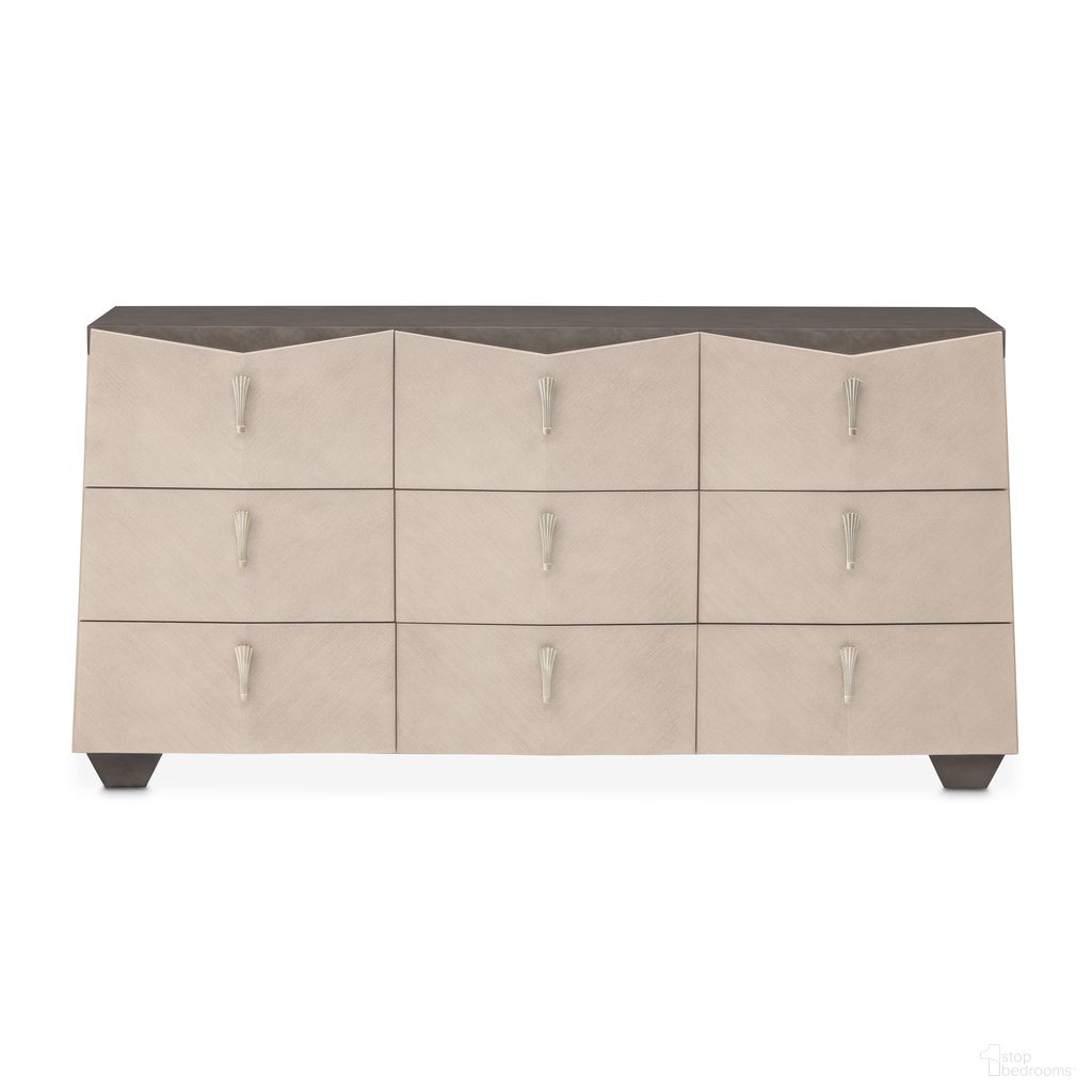 The appearance of Fantosini Dresser In Silver Mist designed by Michael Amini in the modern / contemporary interior design. This silver mist piece of furniture  was selected by 1StopBedrooms from Fantosini Collection to add a touch of cosiness and style into your home. Sku: 9091050SA-823. Material: Solid Wood.