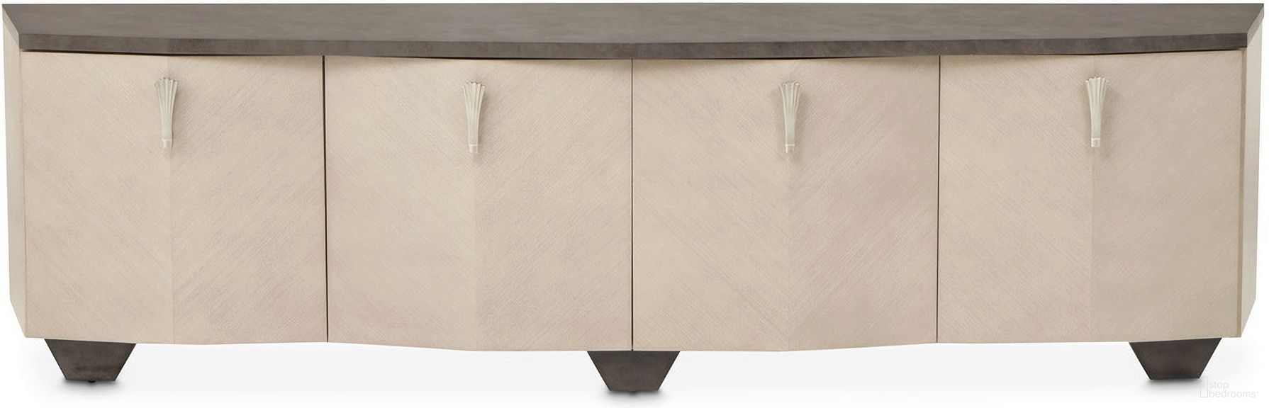 The appearance of Fantosini Media Cabinet In Silver Mist designed by Michael Amini in the modern / contemporary interior design. This silver mist piece of furniture was selected by 1StopBedrooms from Fantosini Collection to add a touch of cosiness and style into your home. Sku: 9091081-823. Material: Solid Wood.