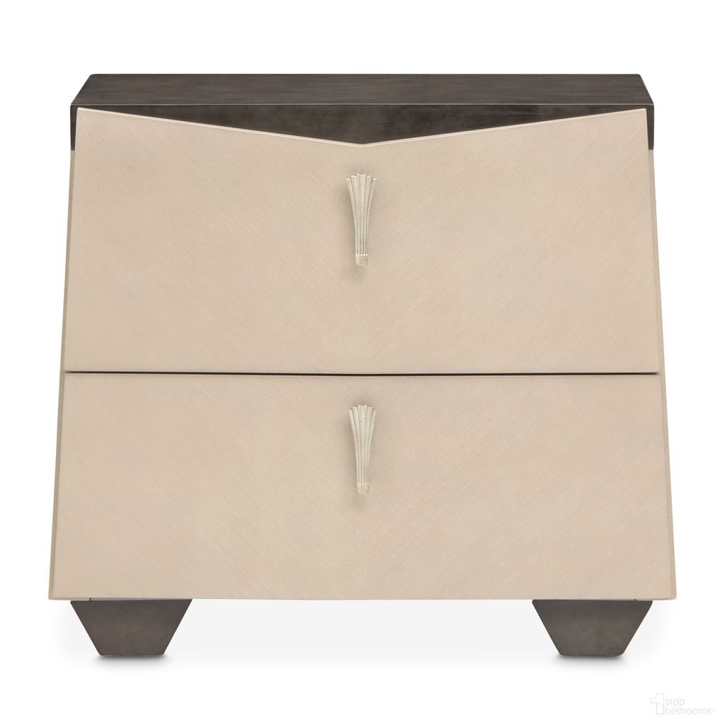 The appearance of Fantosini Nightstand In Silver Mist designed by Michael Amini in the modern / contemporary interior design. This silver mist piece of furniture  was selected by 1StopBedrooms from Fantosini Collection to add a touch of cosiness and style into your home. Sku: 9091040-823. Material: Solid Wood.