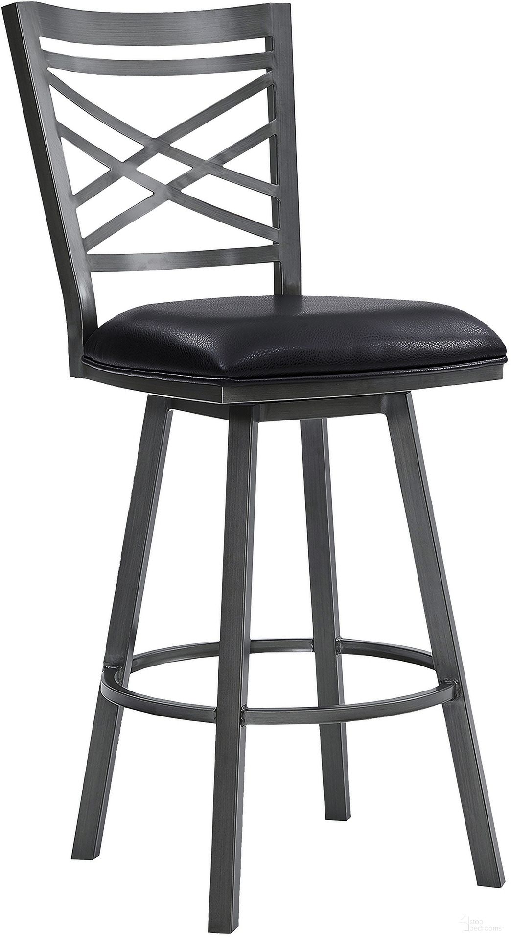 Fargo 26 Inch Counter Height Metal Barstool In Mineral Finish with Black Faux Leather