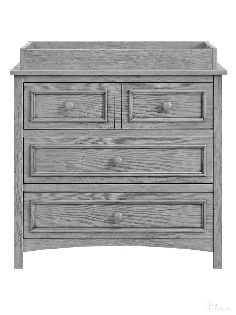 The appearance of Farmington/Bennett RTA Changing Topper for 3 Drawer Dresser In Rustic Gray designed by Oxford Baby in the rustic / southwestern interior design. This rustic gray piece of furniture was selected by 1StopBedrooms from Farmington Collection to add a touch of cosiness and style into your home. Sku: 12363530. Material: Wood.