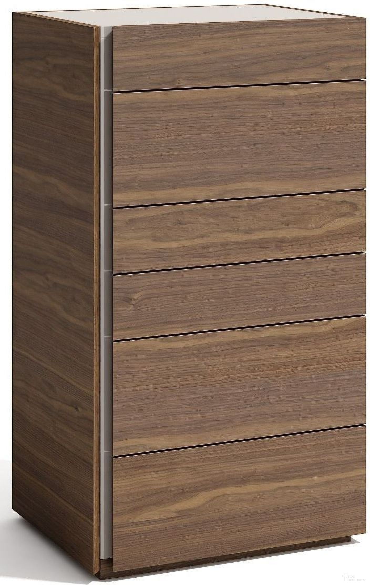The appearance of Faro Walnut Chest designed by J&M in the modern / contemporary interior design. This walnut piece of furniture was selected by 1StopBedrooms from Faro Walnut Collection to add a touch of cosiness and style into your home. Sku: 17862-C. Material: Wood.