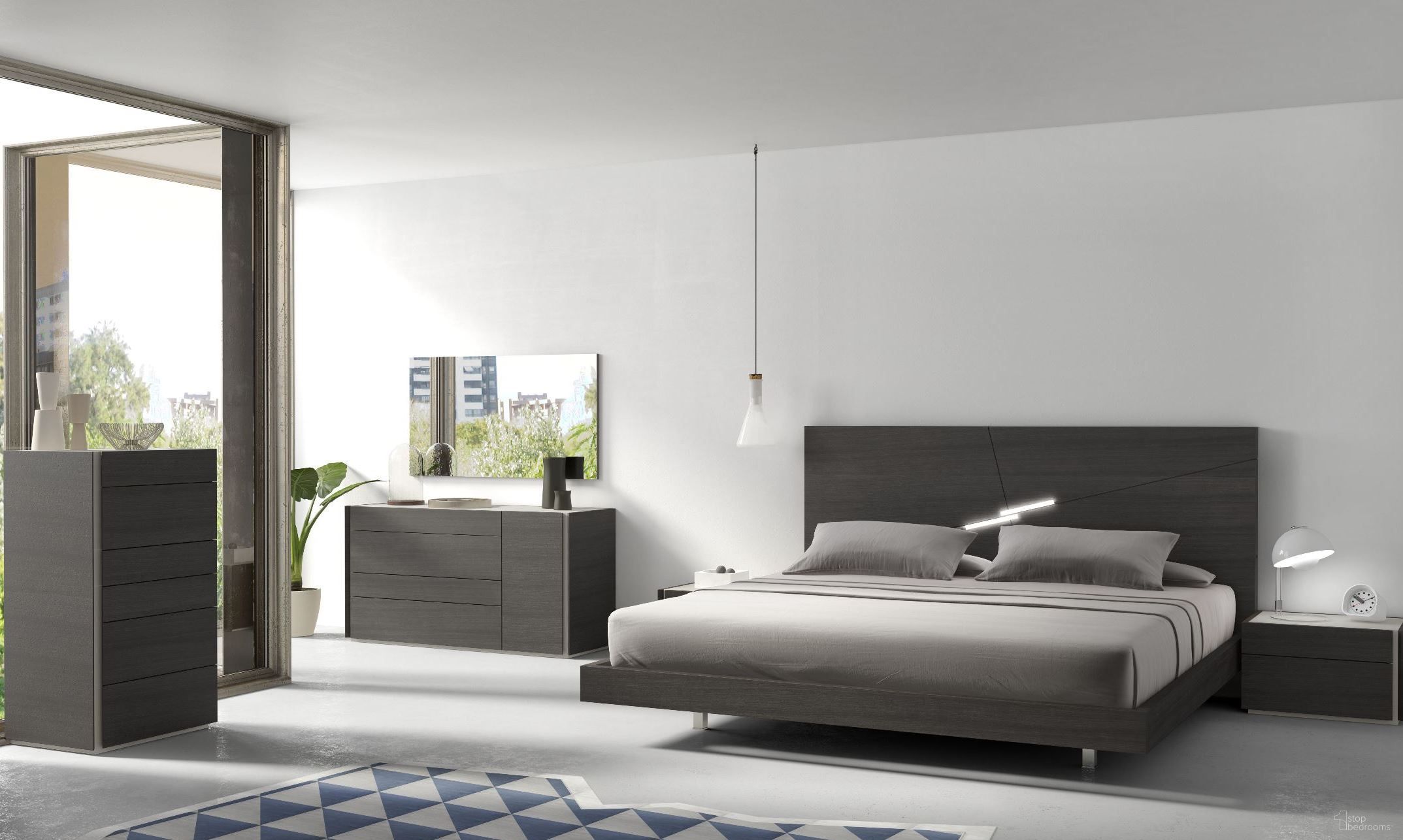 Faro Lacquer Platform Bedroom Set In Wenge
