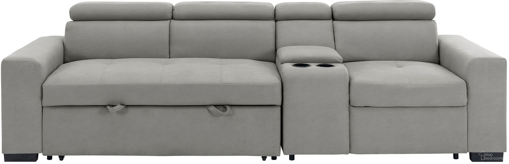 The appearance of Farrah 2-Piece Sofa with Right Console In Gray designed by Homelegance in the modern / contemporary interior design. This gray piece of furniture  was selected by 1StopBedrooms from Farrah Collection to add a touch of cosiness and style into your home. Sku: 9219GY-2L;9219GY-1RCN. Material: Microfiber.