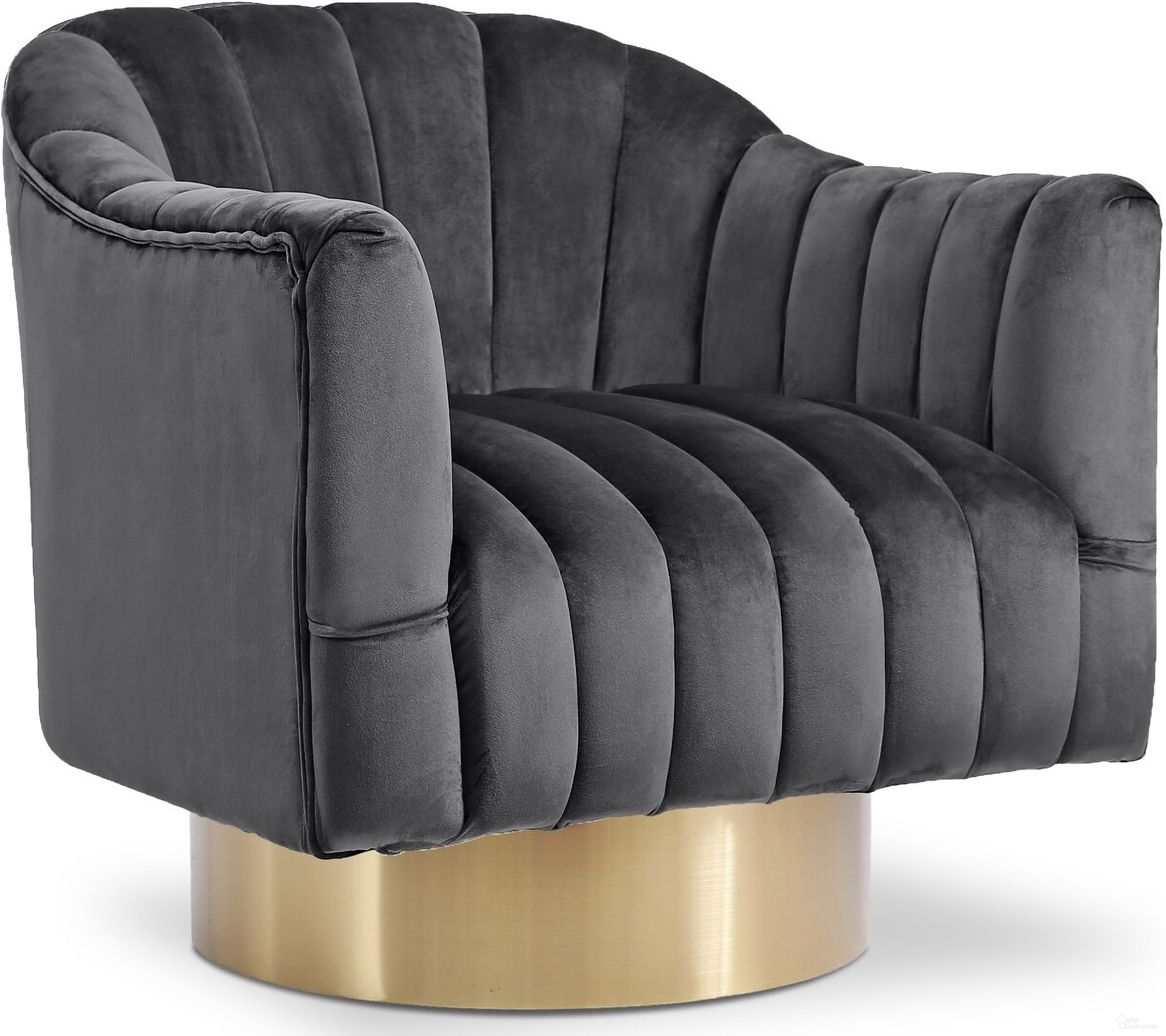 Farrah Velvet Accent Chair In Grey and Gold