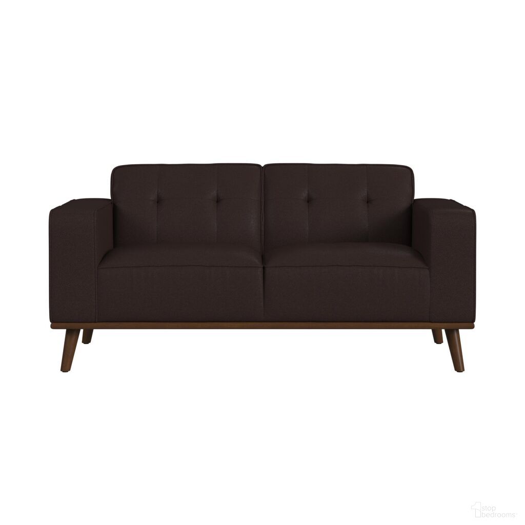 The appearance of Fate Loveseat with Wood Front In Cherry and Brown designed by Picket House in the transitional interior design. This cherry/brown piece of furniture  was selected by 1StopBedrooms from Fate Collection to add a touch of cosiness and style into your home. Sku: U-15000-8200-200. Material: PU.