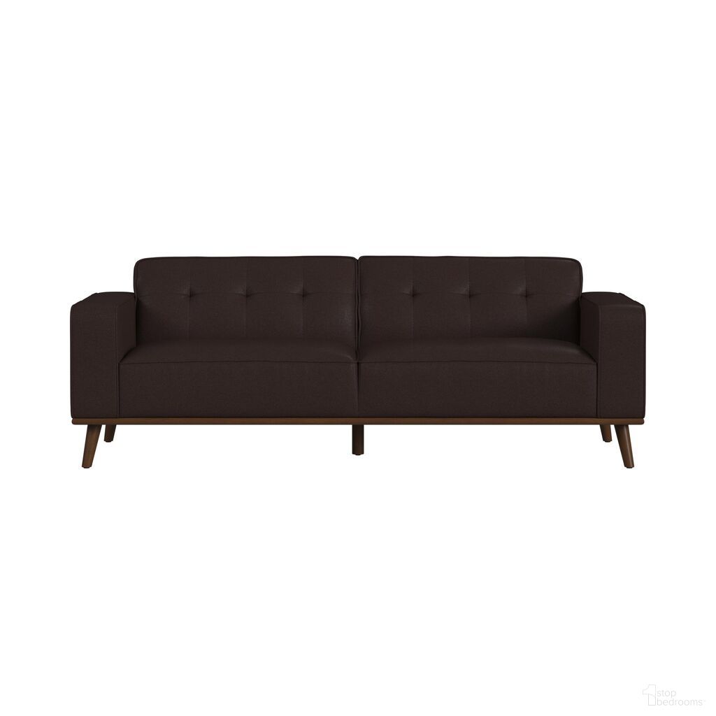 The appearance of Fate Sofa with Wood Front In Cherry and Brown designed by Picket House in the transitional interior design. This cherry/brown piece of furniture was selected by 1StopBedrooms from Fate Collection to add a touch of cosiness and style into your home. Sku: U-15000-8200-300. Material: PU.