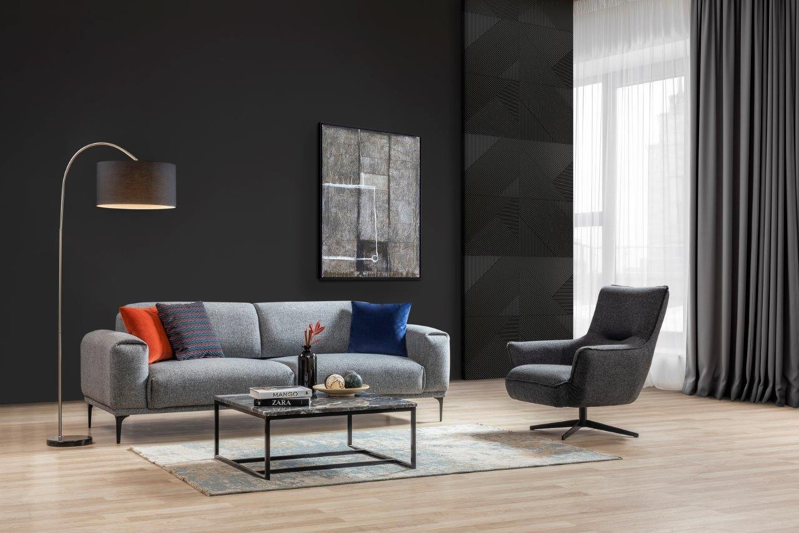 Fatsa Swivel Chair In Dark Grey