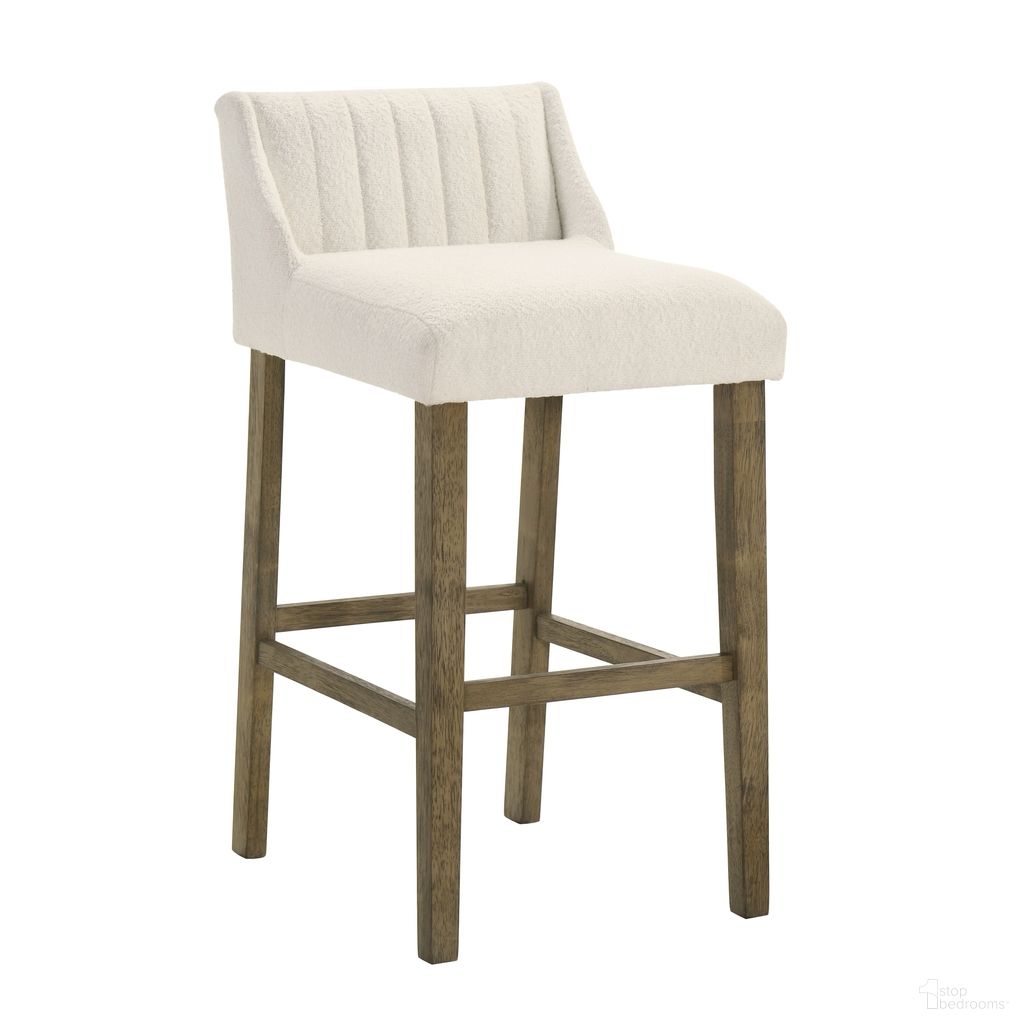 Fauna Bar Height Bar Stool In Putty Brown and White