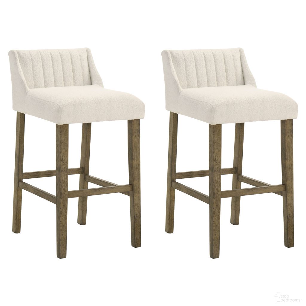 Fauna Bar Height Bar Stool Set of 2 In Putty Brown and White