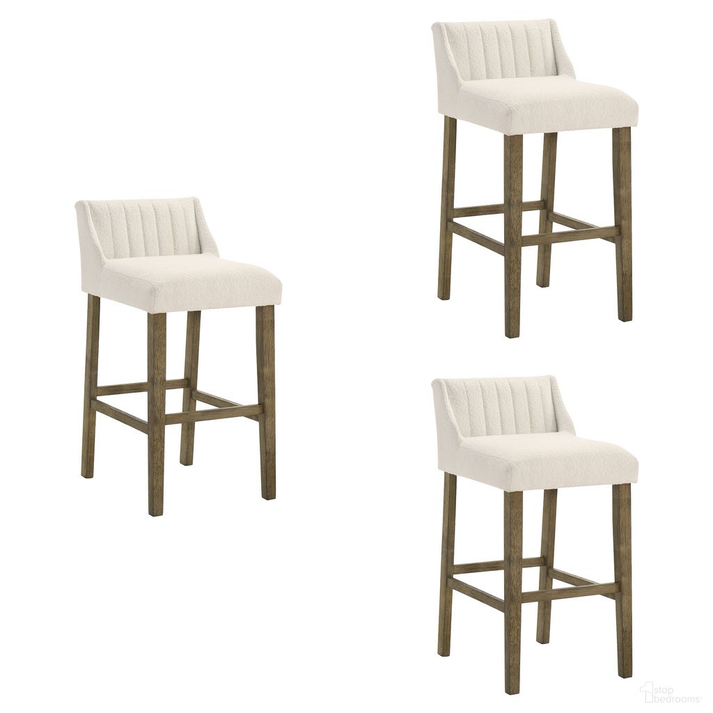 Fauna Bar Height Bar Stool Set of 3 In Putty Brown and White