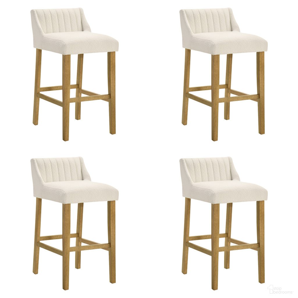 The appearance of Fauna Bar Height Bar Stool Set of 4 In Amber Glow and White designed by Armen Living in the modern / contemporary interior design. This amber glow and white piece of furniture was selected by 1StopBedrooms from Fauna Collection to add a touch of cosiness and style into your home. Sku: LCFNBAWHAG30;LCFNBAWHAG30;LCFNBAWHAG30;LCFNBAWHAG30. Material: Polyester.
