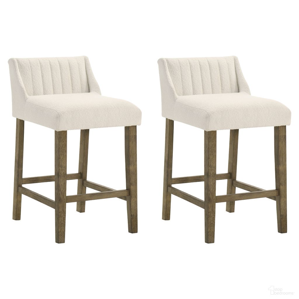 Fauna Counter Height Bar Stool Set of 2 In Putty Brown and White