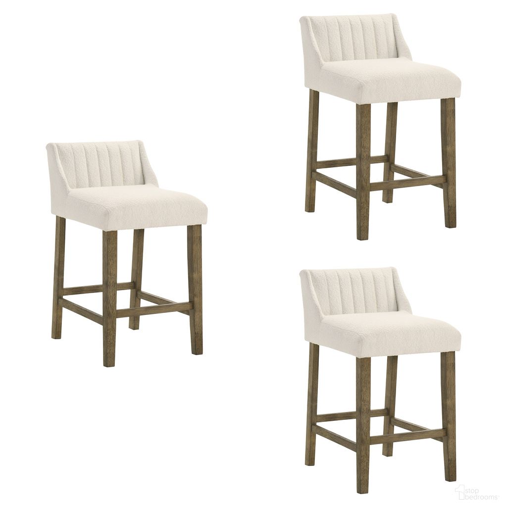 Fauna Counter Height Bar Stool Set of 3 In Putty Brown and White