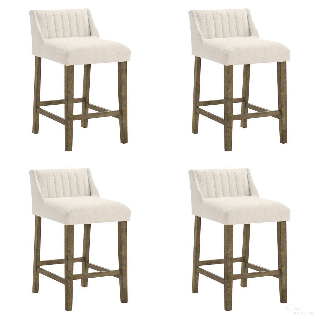 Fauna Counter Height Bar Stool Set of 4 In Putty Brown and White
