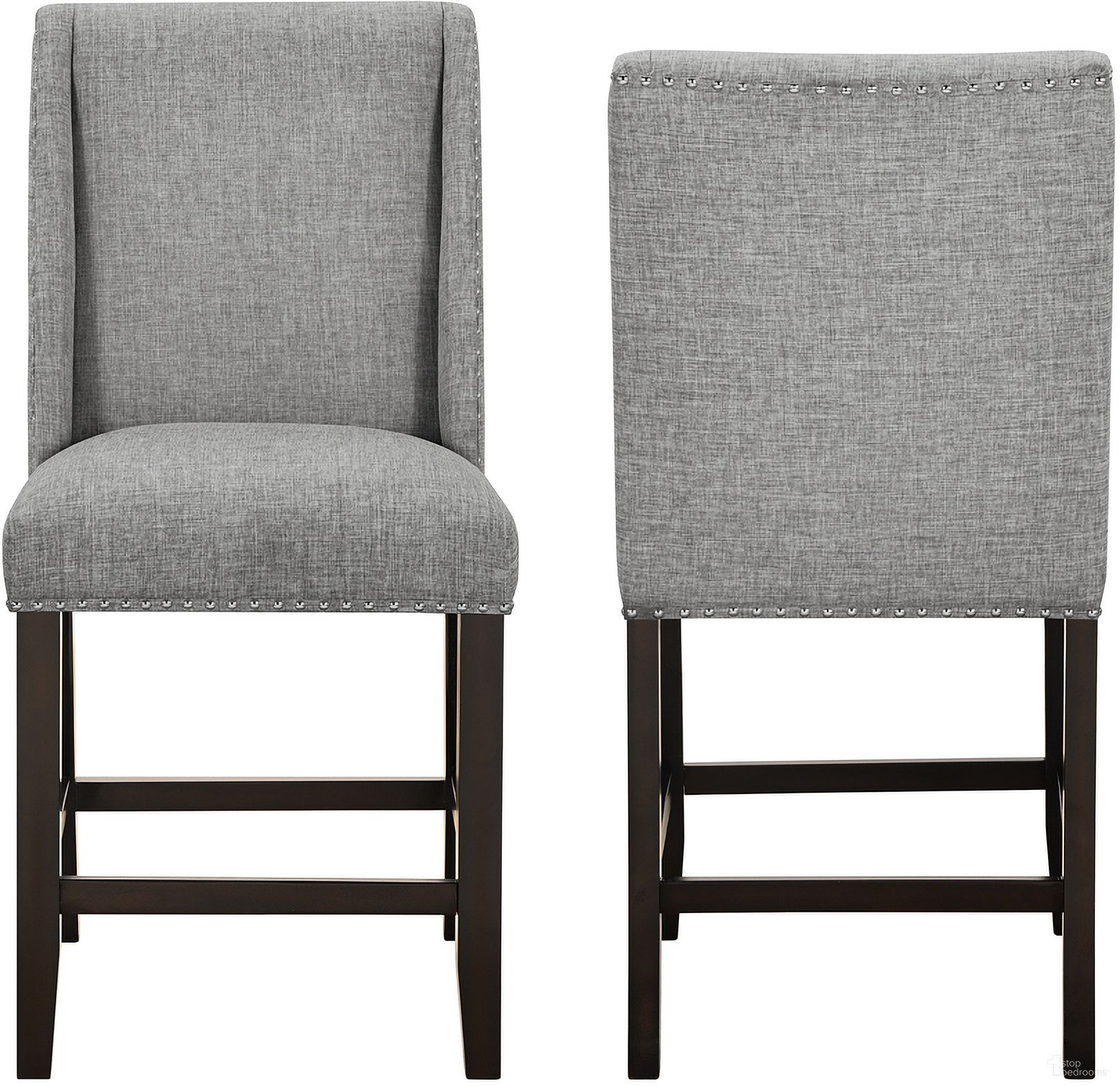 The appearance of Faust Counter Chair Set of 2 In Gray designed by New Classic in the modern / contemporary interior design. This gray piece of furniture  was selected by 1StopBedrooms from Faust Collection to add a touch of cosiness and style into your home. Sku: D1221-22. Material: Wood.