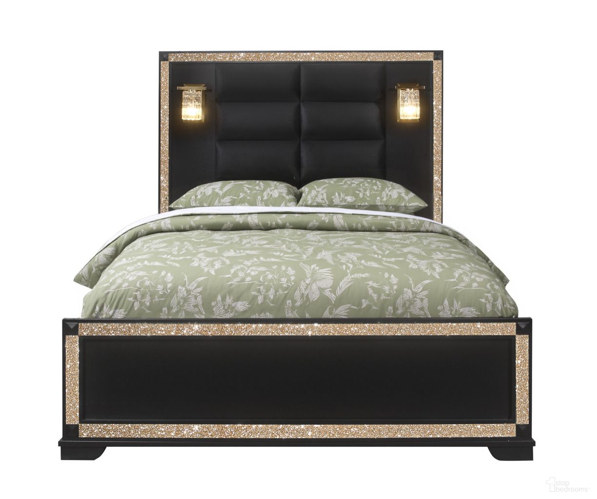 The appearance of Faux Crystal Bling Wood and Upholstery Lighted Queen Bed Frame In Black designed by Homeroots in the modern / contemporary interior design. This black piece of furniture was selected by 1StopBedrooms from to add a touch of cosiness and style into your home. Sku: 564719. Material: Wood. Bed Size: Queen.