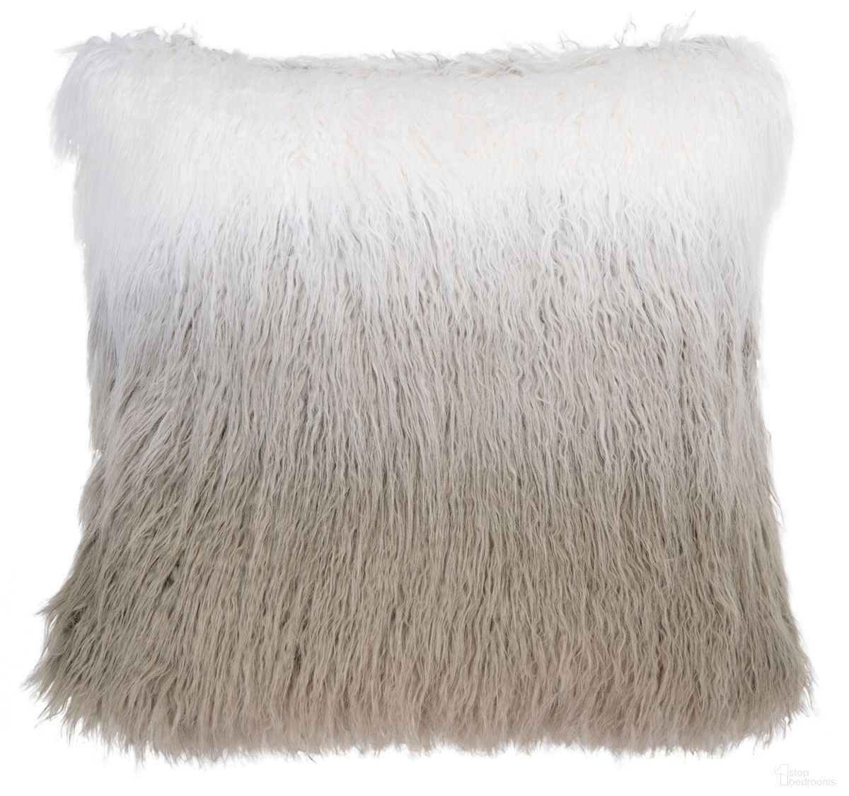 Faux Flokati Pillow in Grey and White