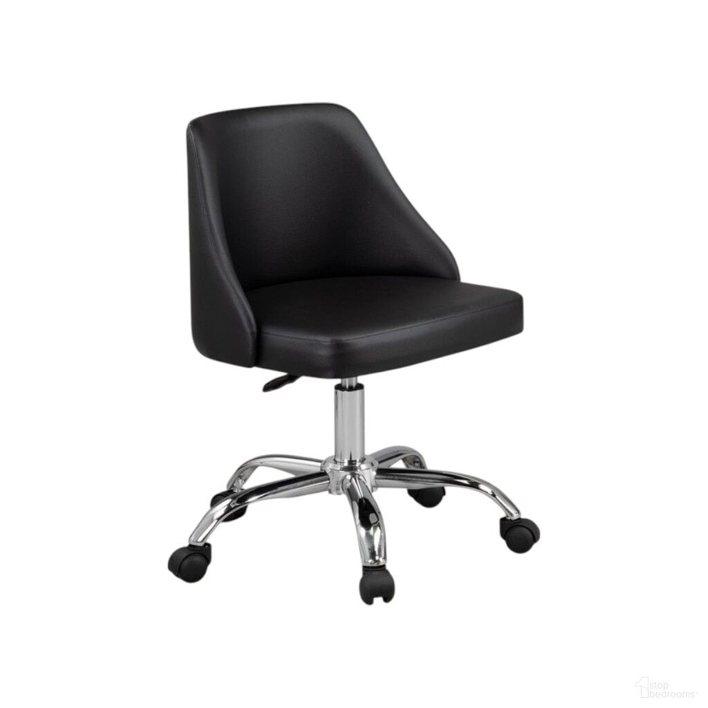 Faux Leather Adjustable Height Swivel Rolling Office Chair In Silver and Black