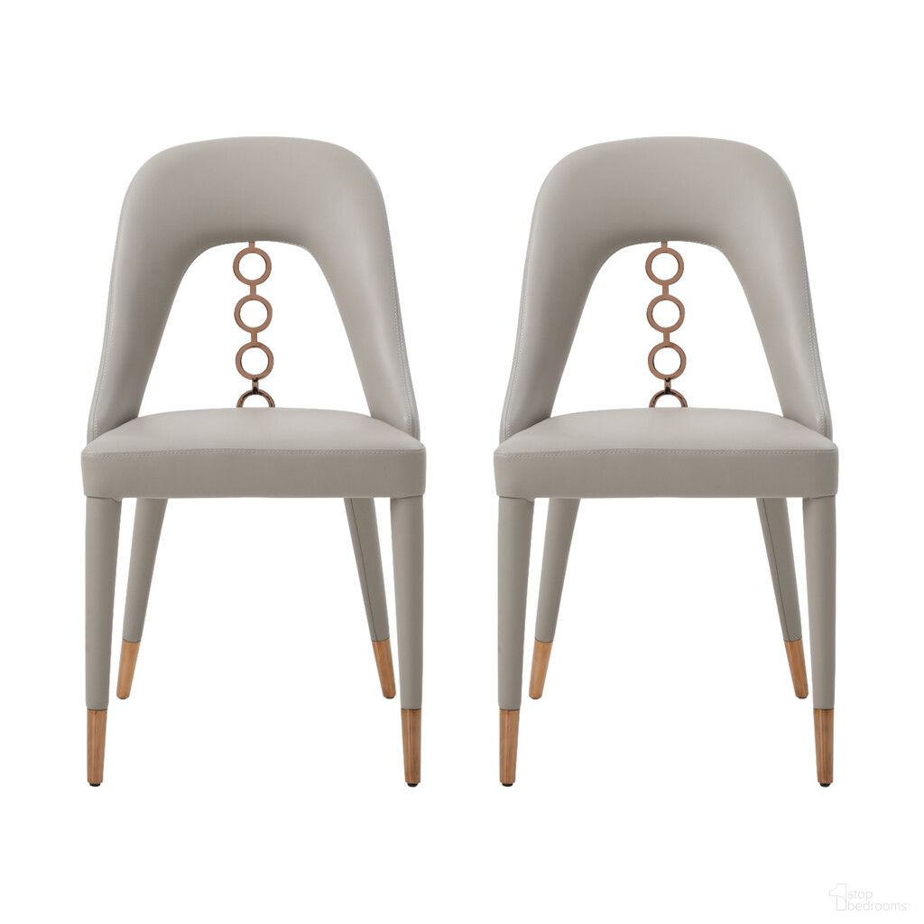 The appearance of Faux Leather Dining Side Chairs Set of 2 with Rose Gold Accents In Light Gray designed by Homeroots in the modern / contemporary interior design. This light gray piece of furniture was selected by 1StopBedrooms from to add a touch of cosiness and style into your home. Sku: 488512. Material: Faux Leather. Chair Type: Side Chair.