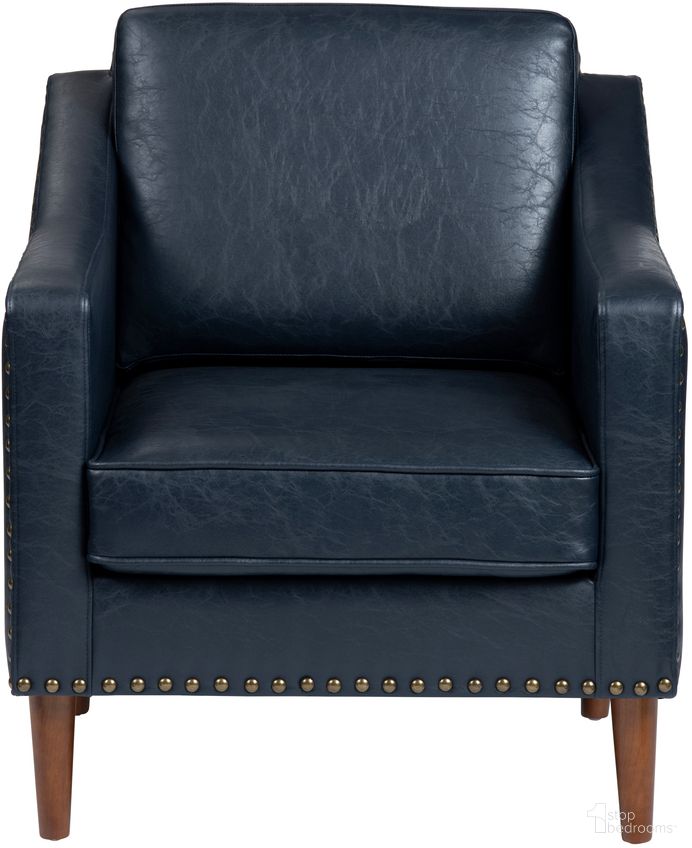 The appearance of Faux Leather Upholstered Accent Chair In Navy and Brown designed by Crestview Collection in the traditional interior design. This navy/brown piece of furniture was selected by 1StopBedrooms from to add a touch of cosiness and style into your home. Sku: CVFZR6165. Material: Faux Leather.