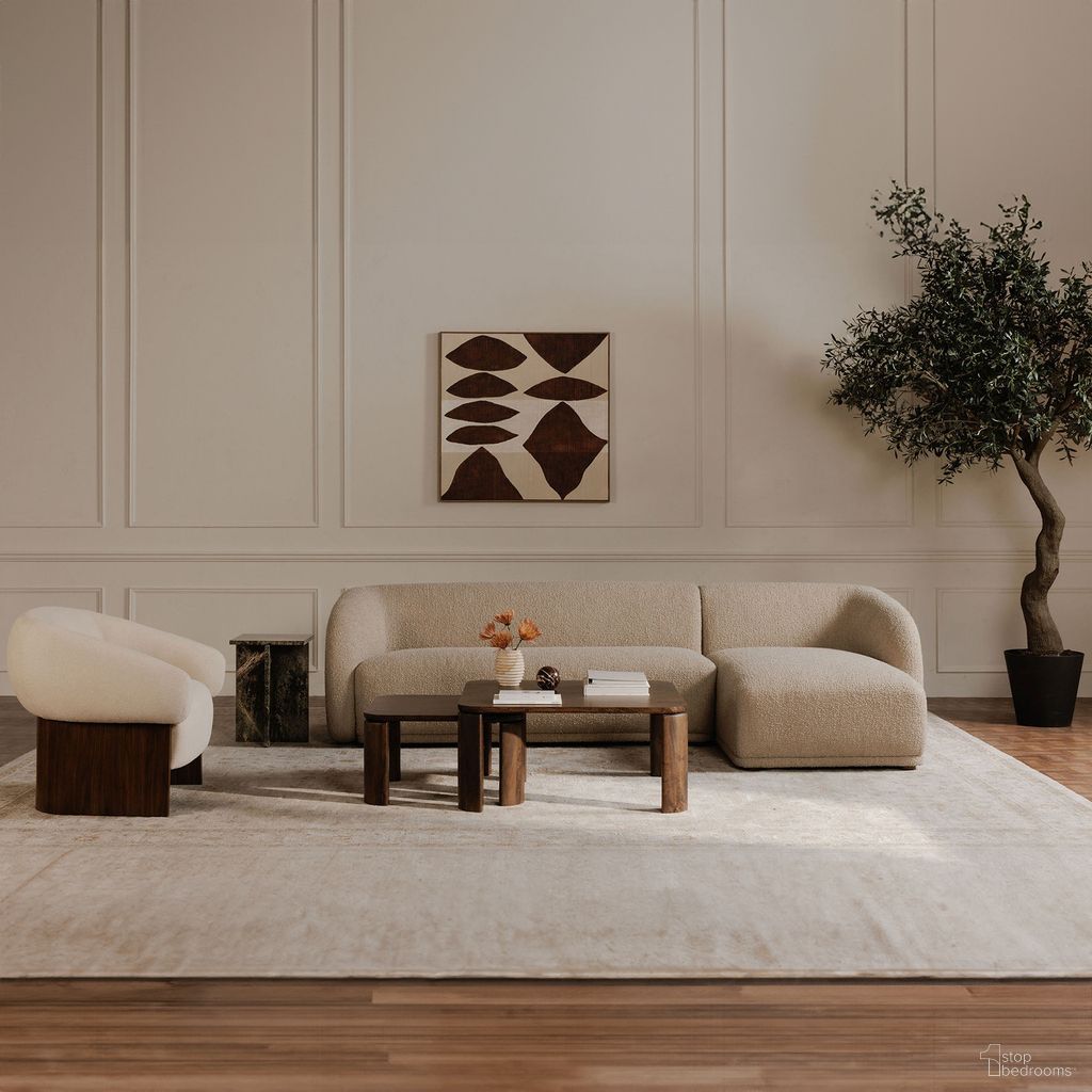 Faye RAF Sectional In Beige Boucle