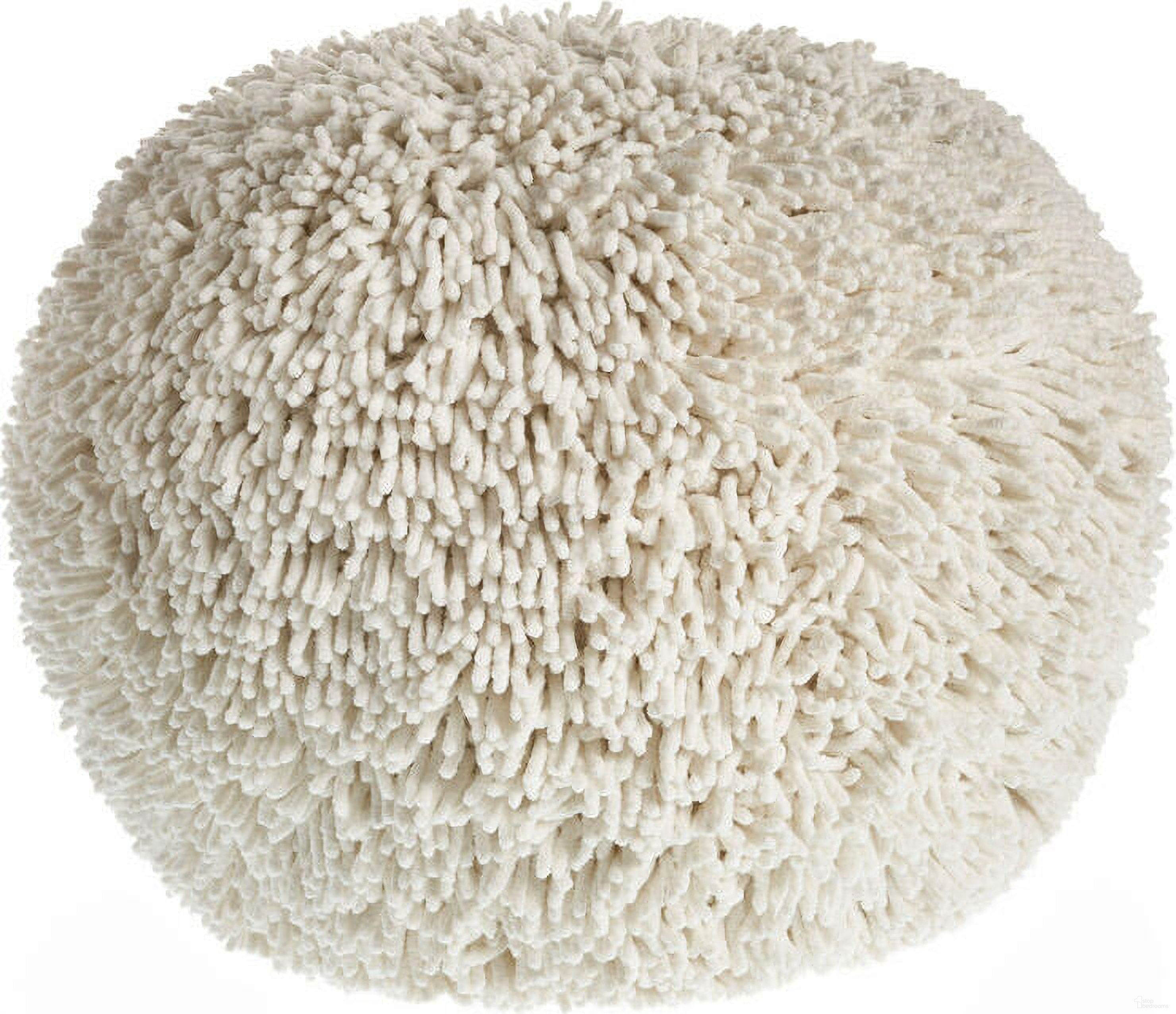 Fayvo Solid Hand-Tufted All-Natural Cotton Ottoman Pouf In Cream