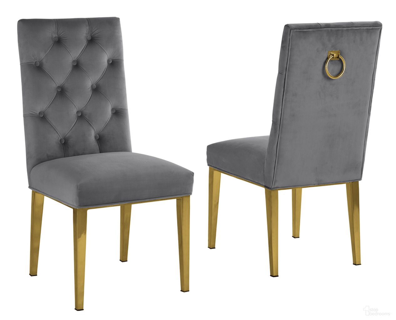 The appearance of Fed Tufted Side Chairs Set of 2 In Black Velvet and Gold Chrome Legs designed by Best Quality Furniture in the traditional interior design. This black and gold piece of furniture  was selected by 1StopBedrooms from Fed Collection to add a touch of cosiness and style into your home. Sku: SC75. Material: Chrome. Chair Type: Side Chair.