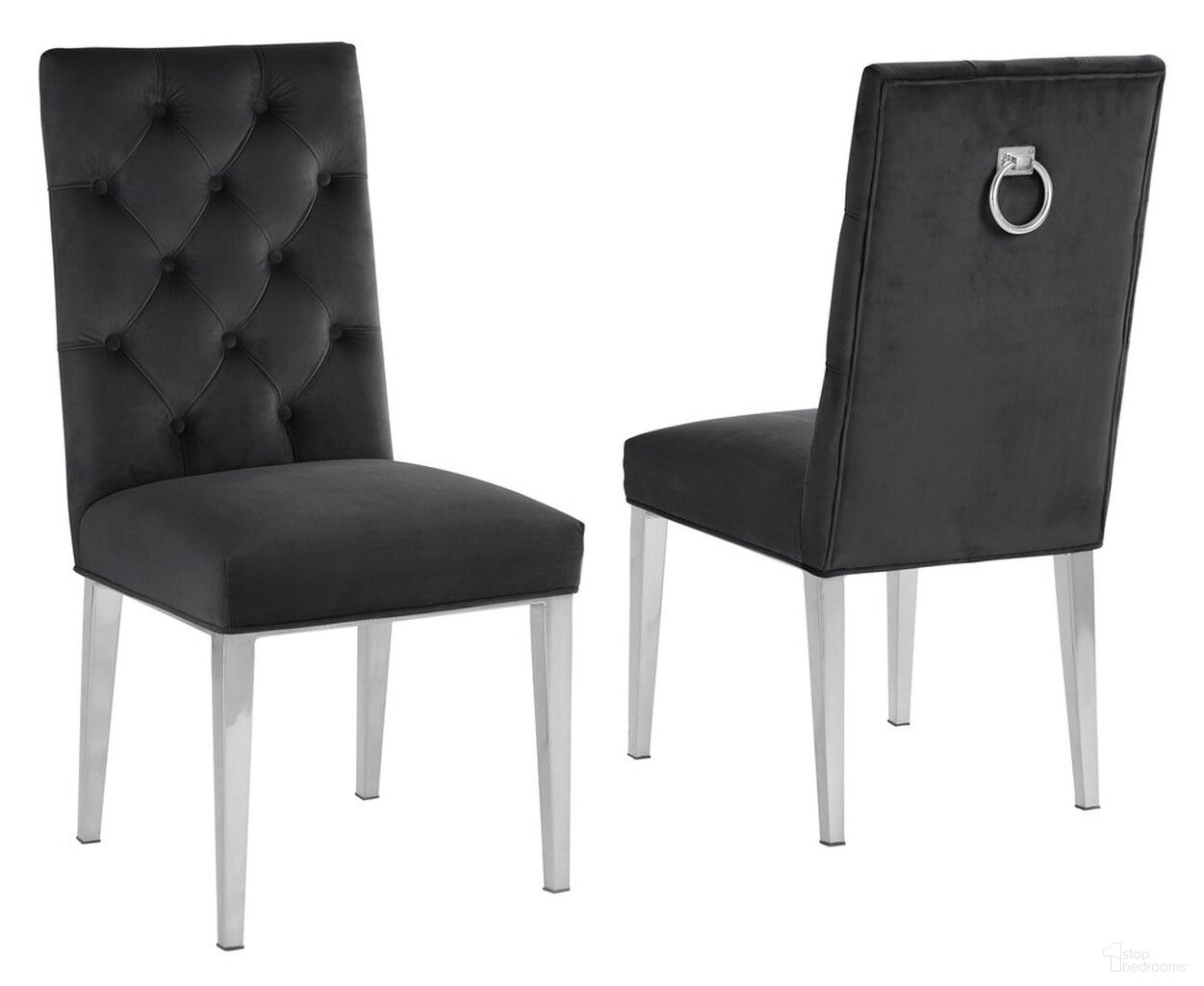 The appearance of Fed Tufted Side Chairs Set of 2 In Black Velvet and Silver Chrome Legs designed by Best Quality Furniture in the traditional interior design. This silver and black piece of furniture was selected by 1StopBedrooms from Fed Collection to add a touch of cosiness and style into your home. Sku: SC71. Material: Chrome. Chair Type: Side Chair.