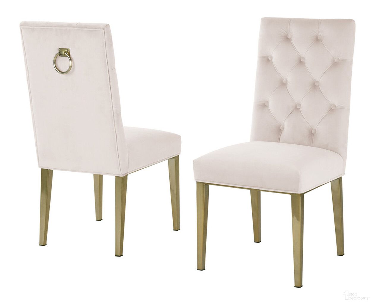 The appearance of Fed Tufted Side Chairs Set of 2 In Cream Velvet and Gold Chrome Legs designed by Best Quality Furniture in the traditional interior design. This cream/gold piece of furniture was selected by 1StopBedrooms from Fed Collection to add a touch of cosiness and style into your home. Sku: SC76. Material: Chrome. Chair Type: Side Chair.