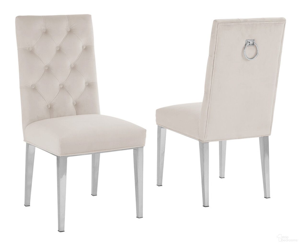 The appearance of Fed Tufted Side Chairs Set of 2 In Cream Velvet and Silver Chrome Legs designed by Best Quality Furniture in the traditional interior design. This silver/cream piece of furniture was selected by 1StopBedrooms from Fed Collection to add a touch of cosiness and style into your home. Sku: SC72. Material: Chrome. Chair Type: Side Chair.