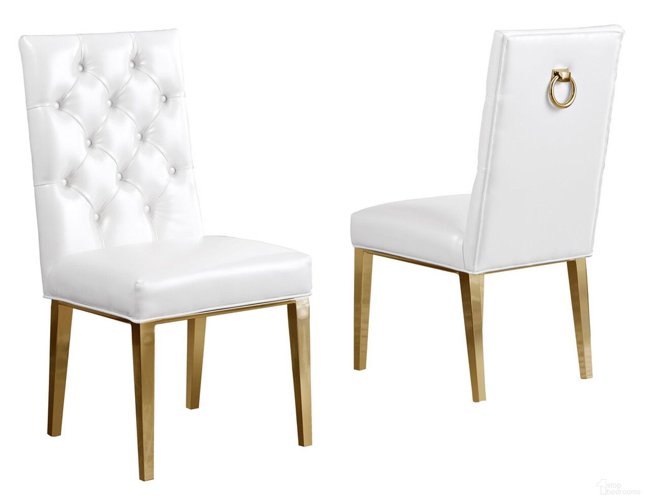 The appearance of Fed Tufted Side Chairs Set of 2 In White Faux Leather and Gold Chrome Legs designed by Best Quality Furniture in the traditional interior design. This white and gold piece of furniture  was selected by 1StopBedrooms from Fed Collection to add a touch of cosiness and style into your home. Sku: SC79. Material: Chrome. Chair Type: Side Chair.