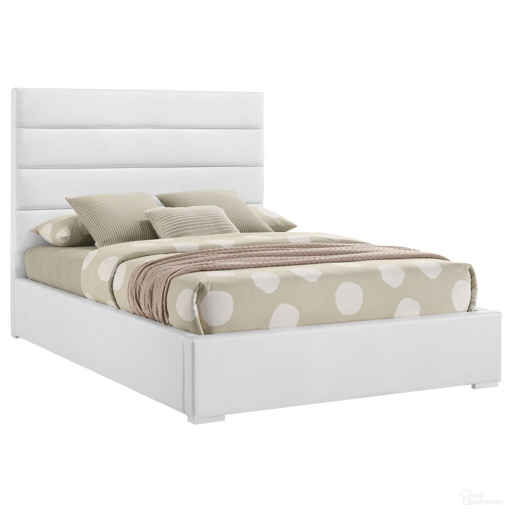 The appearance of Felicity 53 Inch Upholstered Full Platform Bed In White designed by Coaster in the modern / contemporary interior design. This white piece of furniture was selected by 1StopBedrooms from Felicity Collection to add a touch of cosiness and style into your home. Sku: 203511FB1;203511FB2. Bed Type: Platform Bed. Bed Size: Full. Material: PVC.