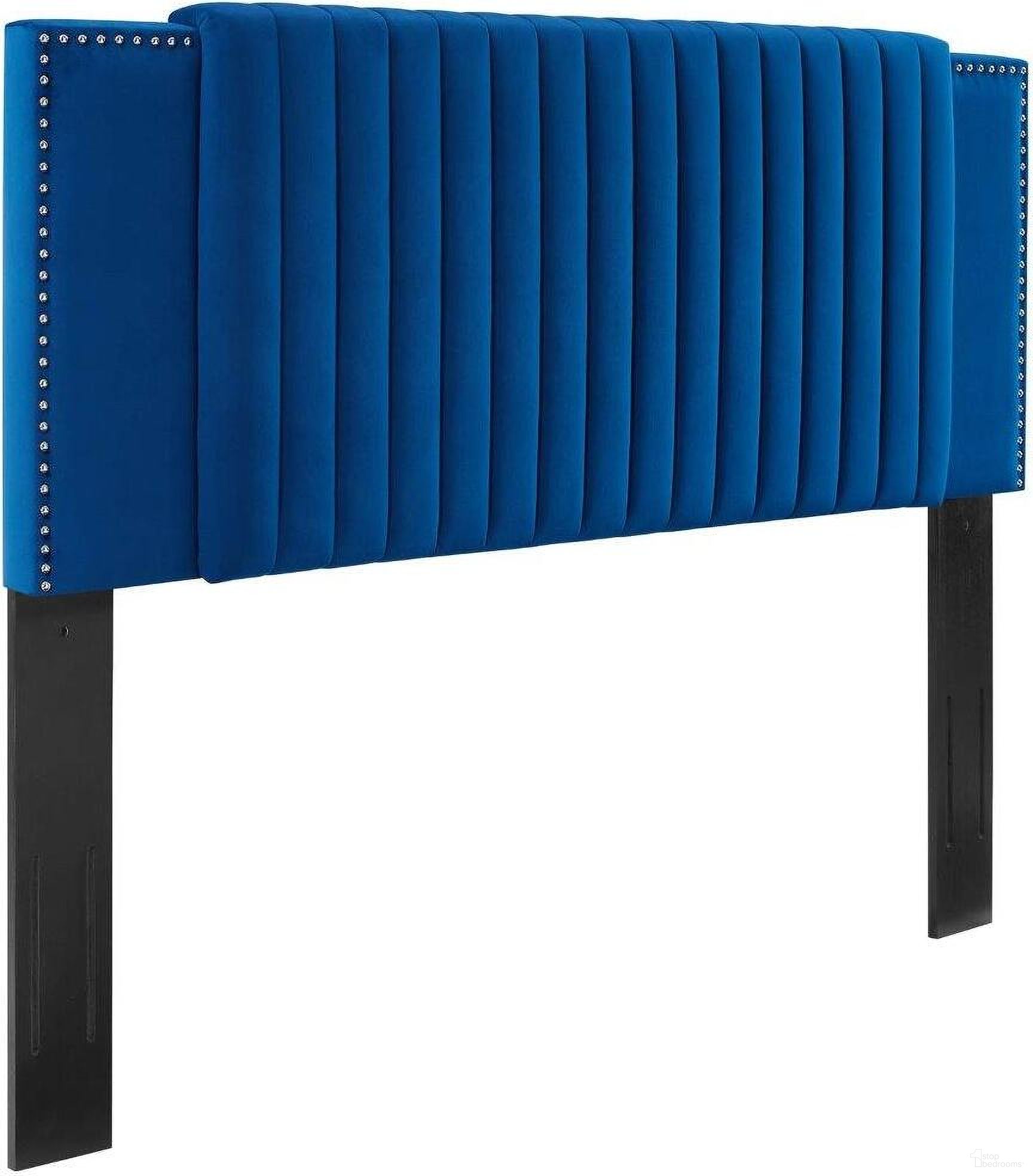 Felicity Navy Channel Tufted Performance Velvet King/California King Headboard