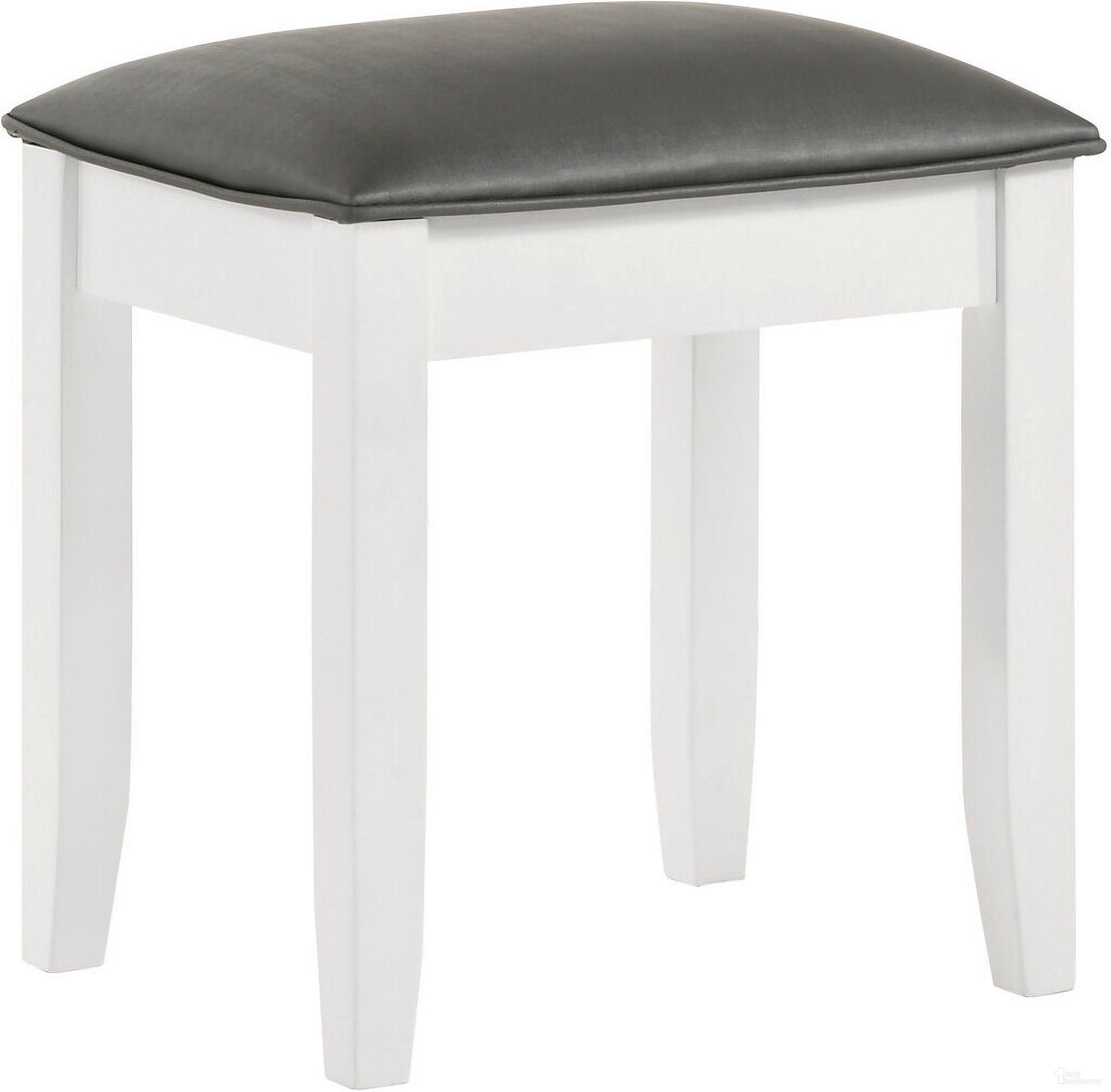 The appearance of Felicity Upholstered Vanity Stool Metallic and Glossy White designed by Coaster in the modern / contemporary interior design. This white high gloss piece of furniture was selected by 1StopBedrooms from Felicity Collection to add a touch of cosiness and style into your home. Sku: 203507STL. Material: Wood.