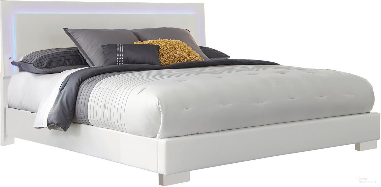 Felicity Queen Panel Bed with LED Lighting Glossy White