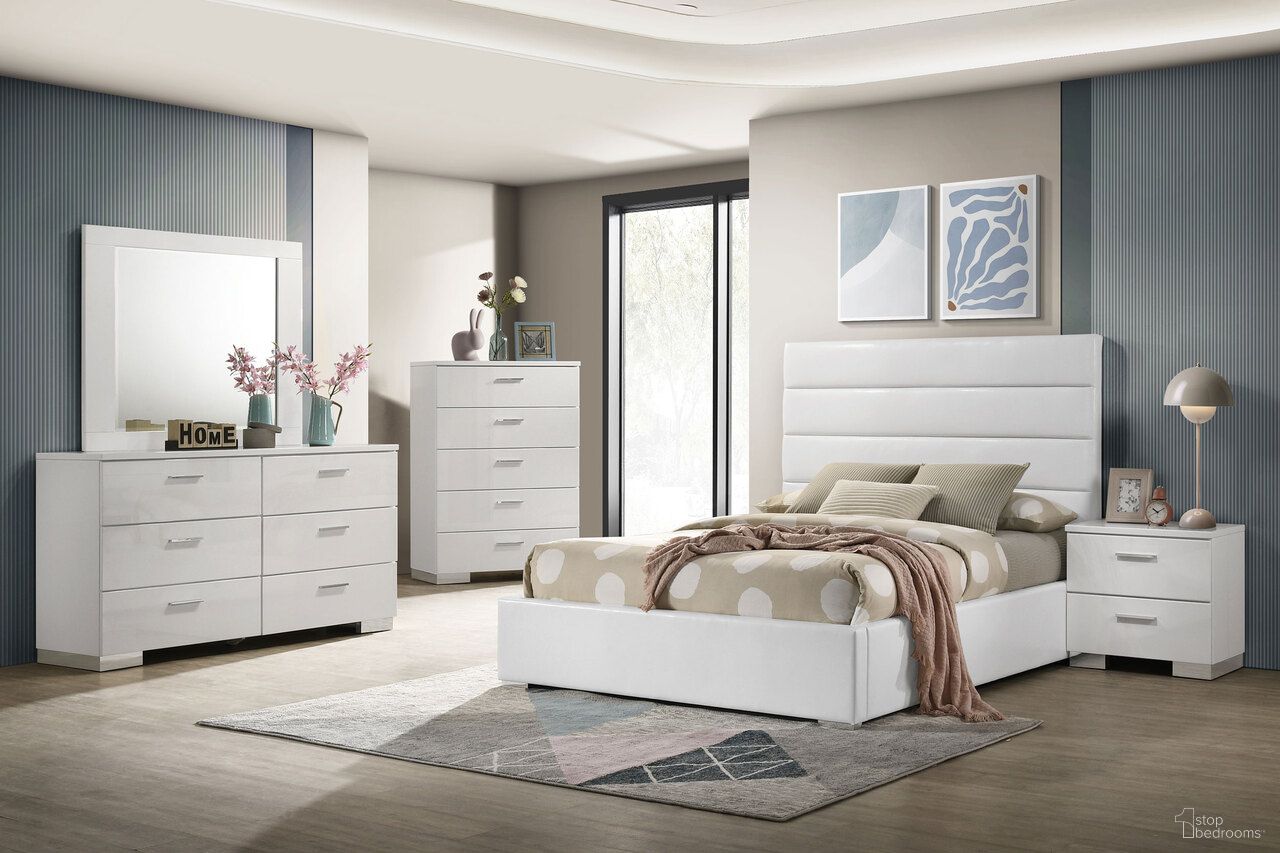 Felicity Youth Upholstered Platform Bedroom Set In White