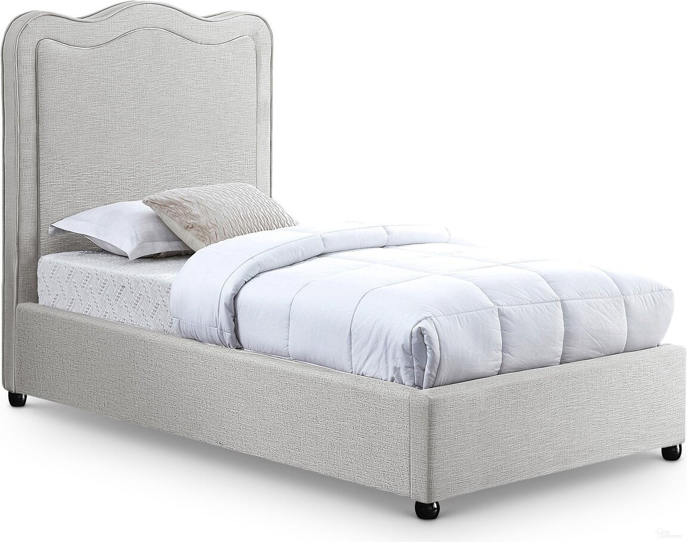 Felix Linen Textured Fabric Twin Bed In Cream