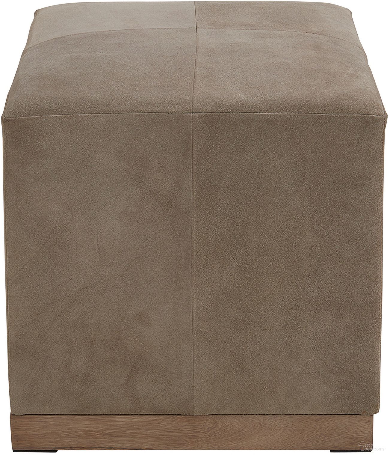 Felix Top Grain Smoke Suede Leather Small 19 Inch Cube Ottoman In Brown