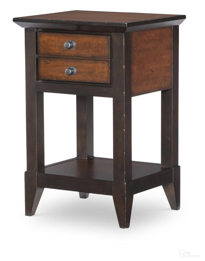 The appearance of Fenmore Open Nightstand In Mocha and Distressed Cherry designed by Legacy Classic in the traditional interior design. This mocha and distressed cherry piece of furniture  was selected by 1StopBedrooms from Fenmore Collection to add a touch of cosiness and style into your home. Sku: 4130-3101. Material: Poplar Solid.
