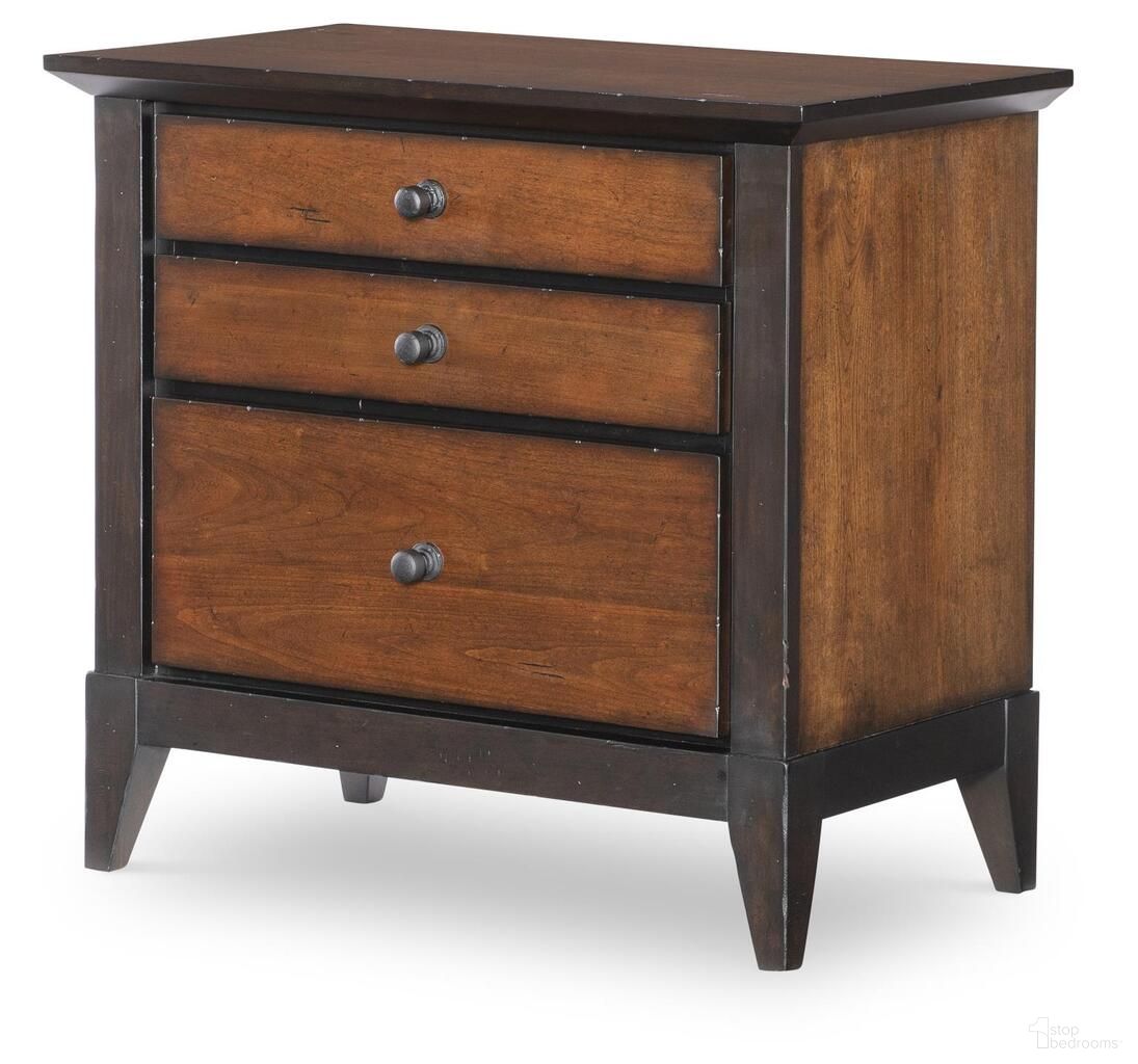 The appearance of Fenmore Nightstand In Mocha and Distressed Cherry designed by Legacy Classic in the traditional interior design. This mocha and distressed cherry piece of furniture  was selected by 1StopBedrooms from Fenmore Collection to add a touch of cosiness and style into your home. Sku: 4130-3100. Material: Poplar Solid.